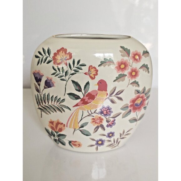 Japanese Otagiri Vase, Otagiri Royal Garden Floral Pillow Vase 4 1/2" - Picture 13 of 13